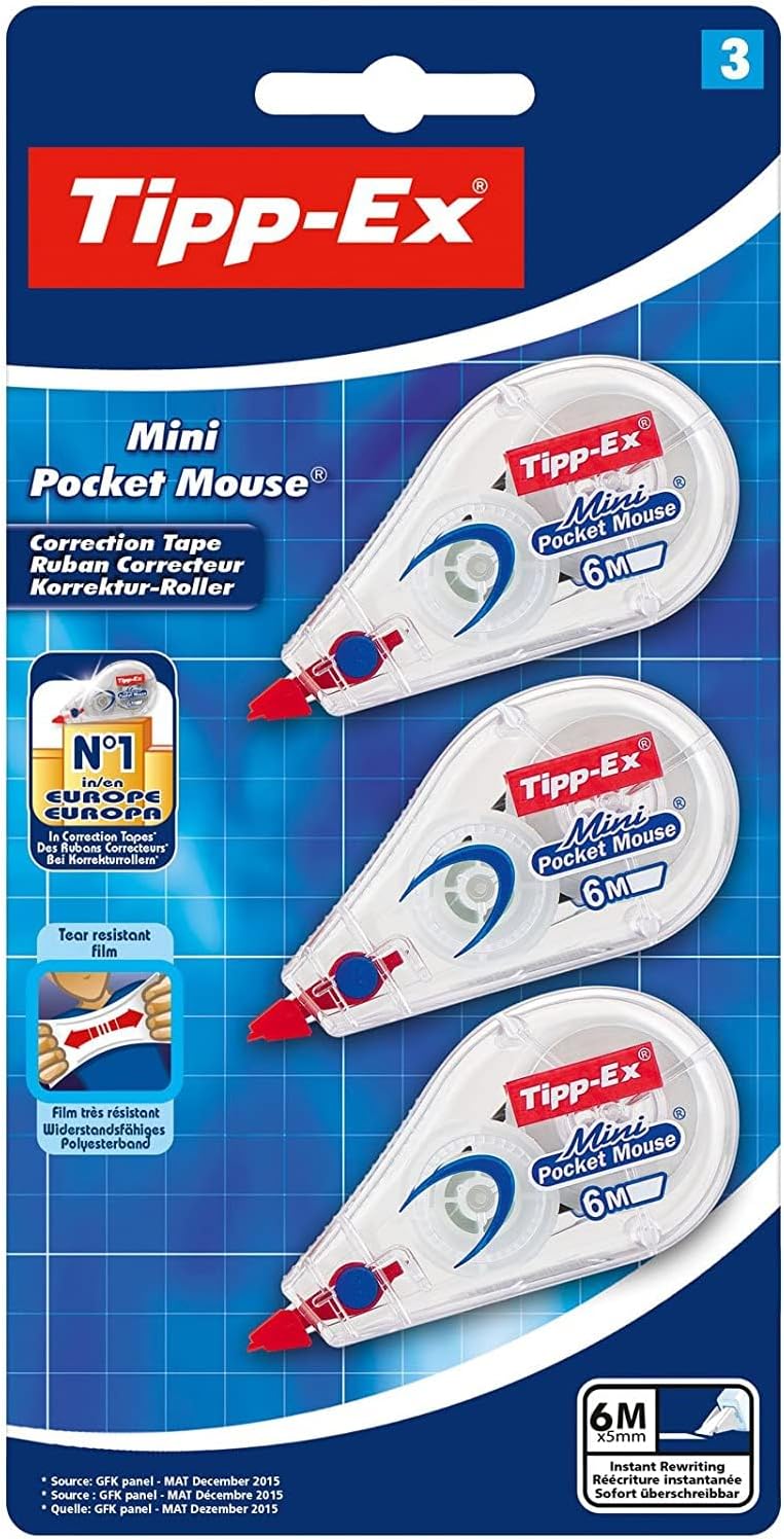 Tipp-Ex Tippex Mini Pocket Mouse White Pack of 3 Correction Tape Rollers
