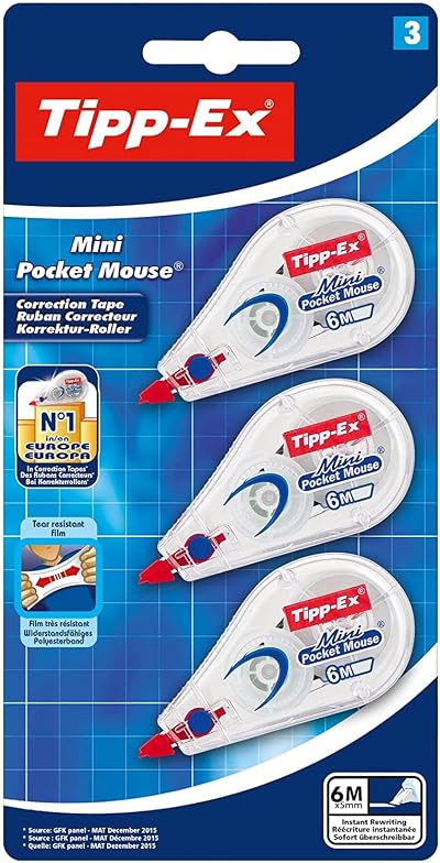 Tipp-Ex Tippex Mini Pocket Mouse White Pack of 3 Correction Tape Rollers