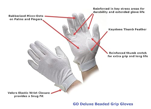 Deluxe Beaded Sure-Grip Gloves with Adjustable Closure Strap in