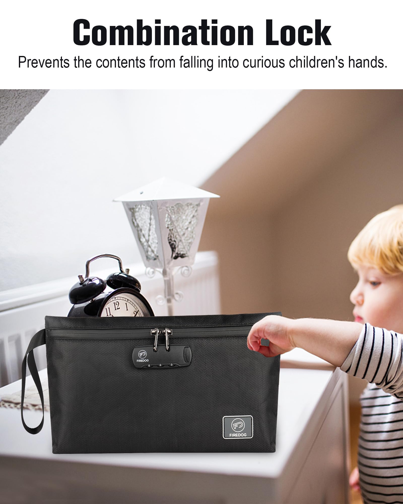 FIREDOG Printed Smell Proof Bags with Combination Lock, Carbon Lined Odor Proof Stash Bag Case Container for Travel Storage (10.8