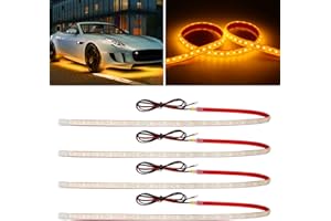 DUOFU365 Amber Led Strip Lights,24inch 12V Interior Light Strip IP68 Waterproof Cuttable for Car Motorcycles Boat Golf Cart Truck Cargo Home Decoration with Strong Nano Tape(4PCS)