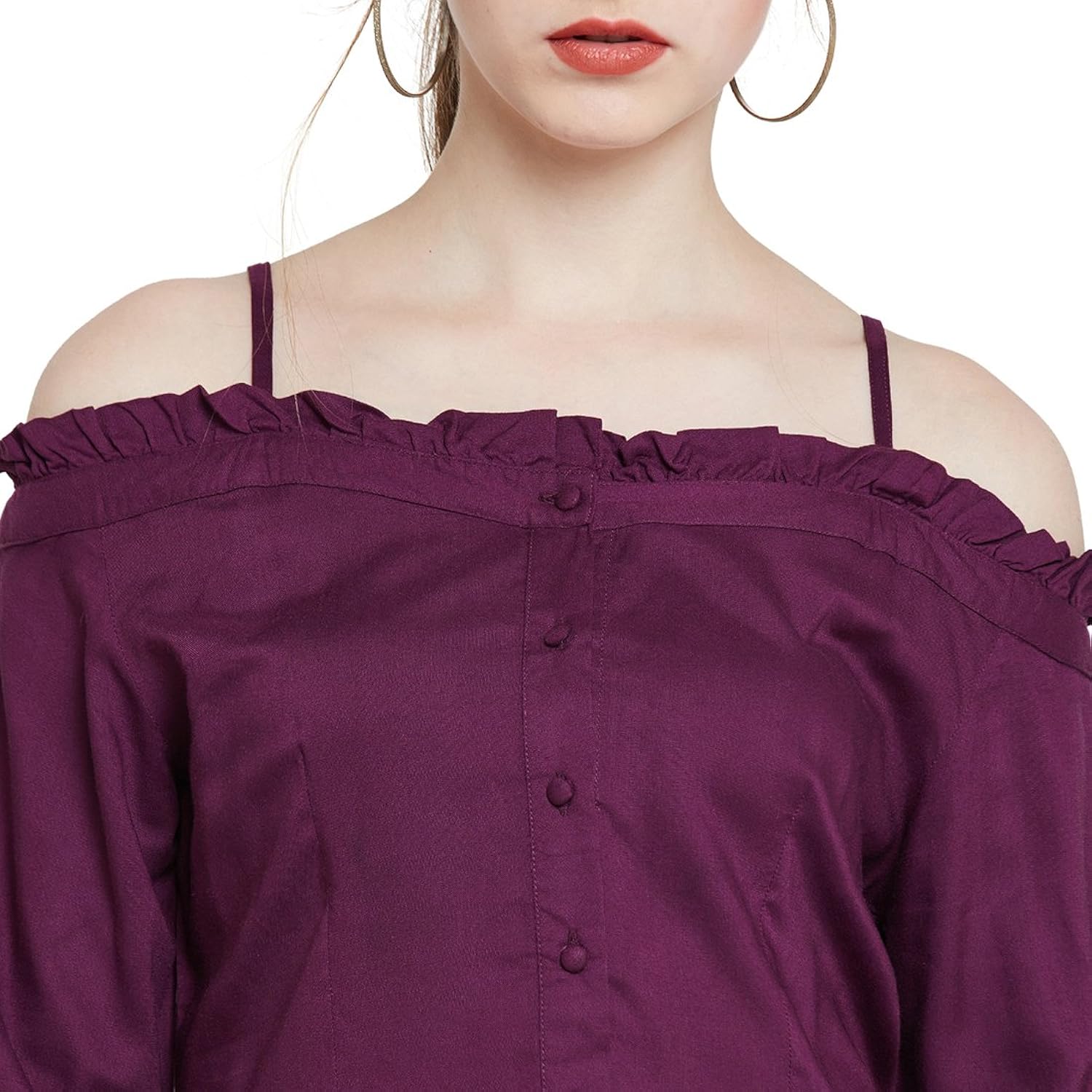 marie claire women purple solid bardot top