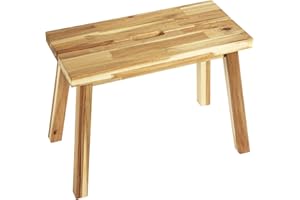 ARROWSTONE Bench 100% Solid Acacia Wood, Backless, Wax Galvanized Finish, Easy Assembly, End Table Wooden Bench Furniture for Plant, Dining Room, Entryway, Indoor (26 inches)