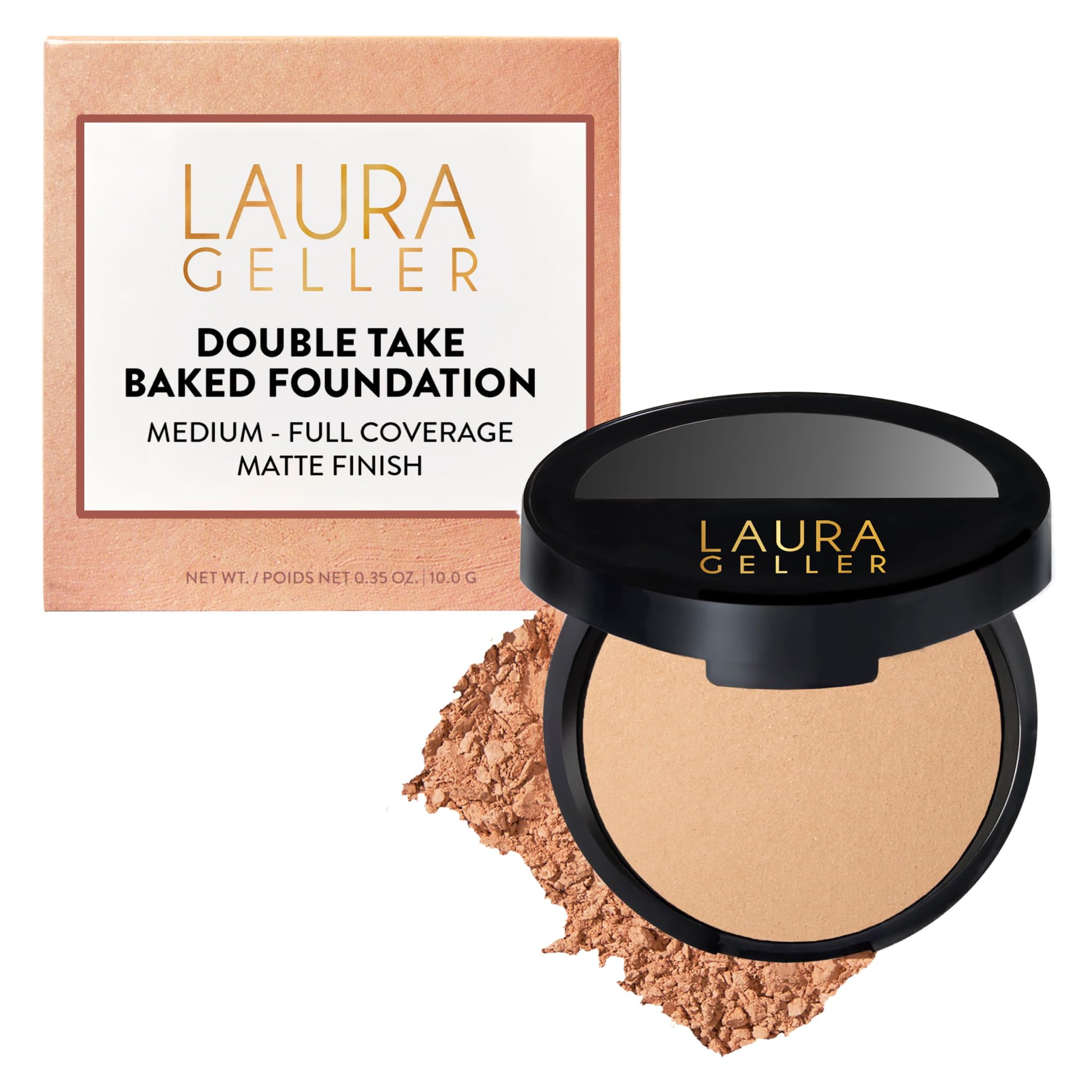 LAURA GELLER NEW YORK Baked Double Take Powder Foundation - Light - Buildable Medium to Full Coverage - Matte Finish