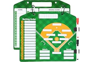 Magnetic Baseball Lineup Board, Baseball Coaching Clipboard, Double-Sided Baseball Clipboard for Coaches, Dry Erase Softball 