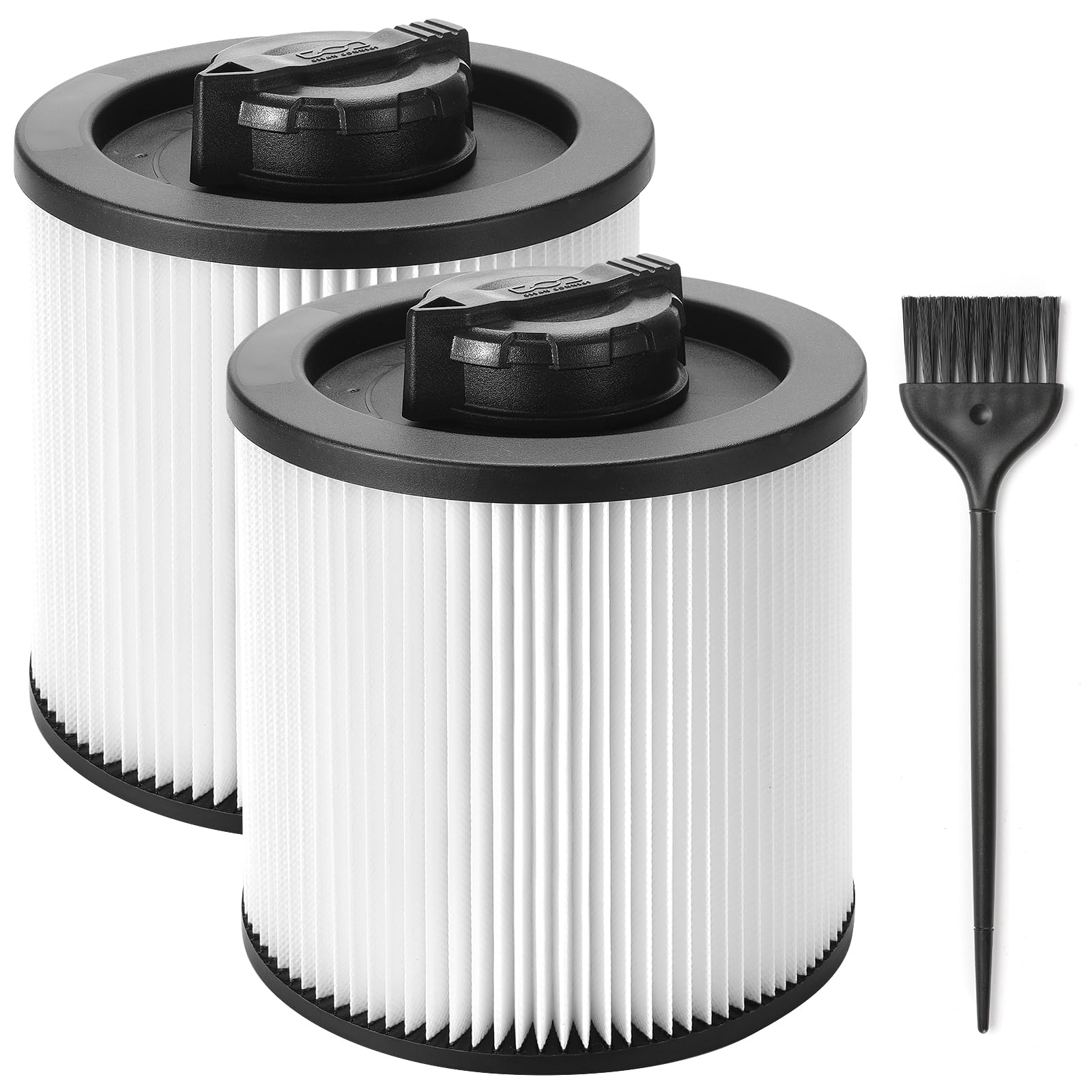 Photo 1 of Gazeer DXVC6910 Cartridge Filter Replacement with Black Brush for DEWALT 6-16 Gallon Wet/Dry Vac,Compatible with DeWalt DXV06P DXV09P DXV10P DXV12P DXV14P DXV16P(2-Pack)