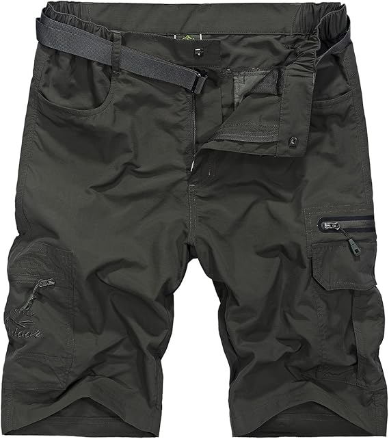 HOW'ON Men's Outdoor Hiking Shorts Expandable Waist Lightweight Quick