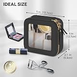 Prite Small Clear Makeup Bag with Gift Box Black Dual Zippers Waterproof PU view 3