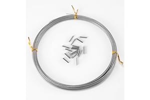 Alwonder 32.8ft Fishing Wire Fishing Leader Line with 20pcs Crimps Sleeves, Nylon Coated 1x7 Stainless Steel Leader Wire Freshwater Saltwater for Pike, Billfish, Bluefish, Muskie, Wahoo