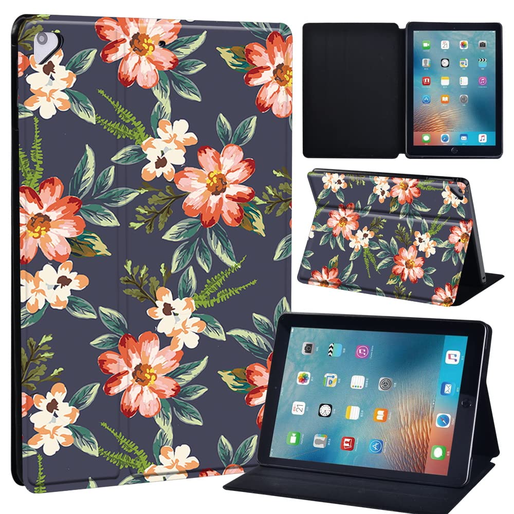 Leather slim lightweight Stand Cover Case for Apple New iPad 9.7 2018 2017(6th Gen, 5th Gen)/iPad Air 2/iPad Air/iPad Pro 9.7 Tablet with Auto Wake/Sleep (flower006)