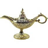 Aladdin Genie Lamp Incense Burner, Vintage Gold Wishing Lamp | Embossed Relief Detail, Rustproof Zinc, Party Prop, Collectible Gift
