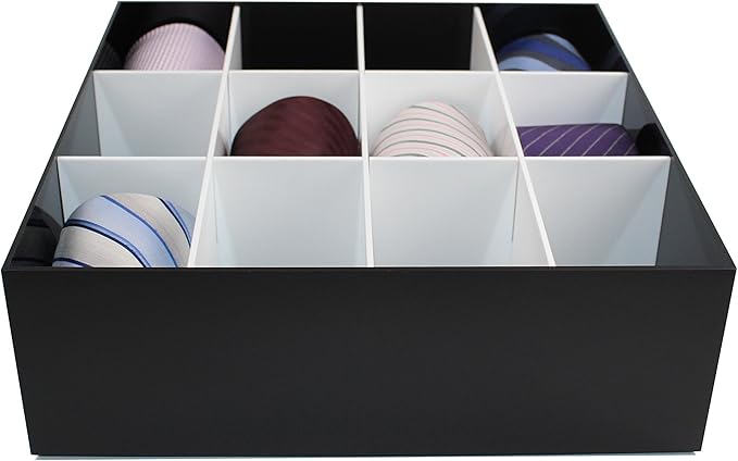 Amazon.de: Estellani® Krawattenbox/Gürtelbox, Farbe Schwarz-Weiß, Acryl