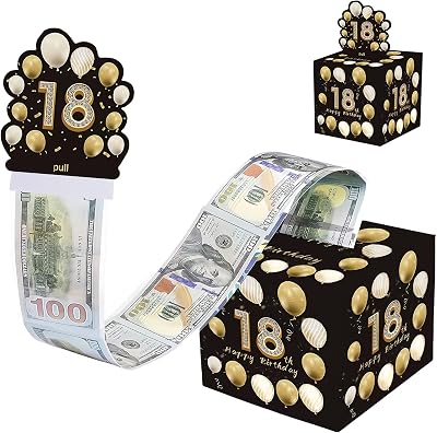 Aisszhao Happy Birthday Money Box Black Gold Pull Surprise Gift