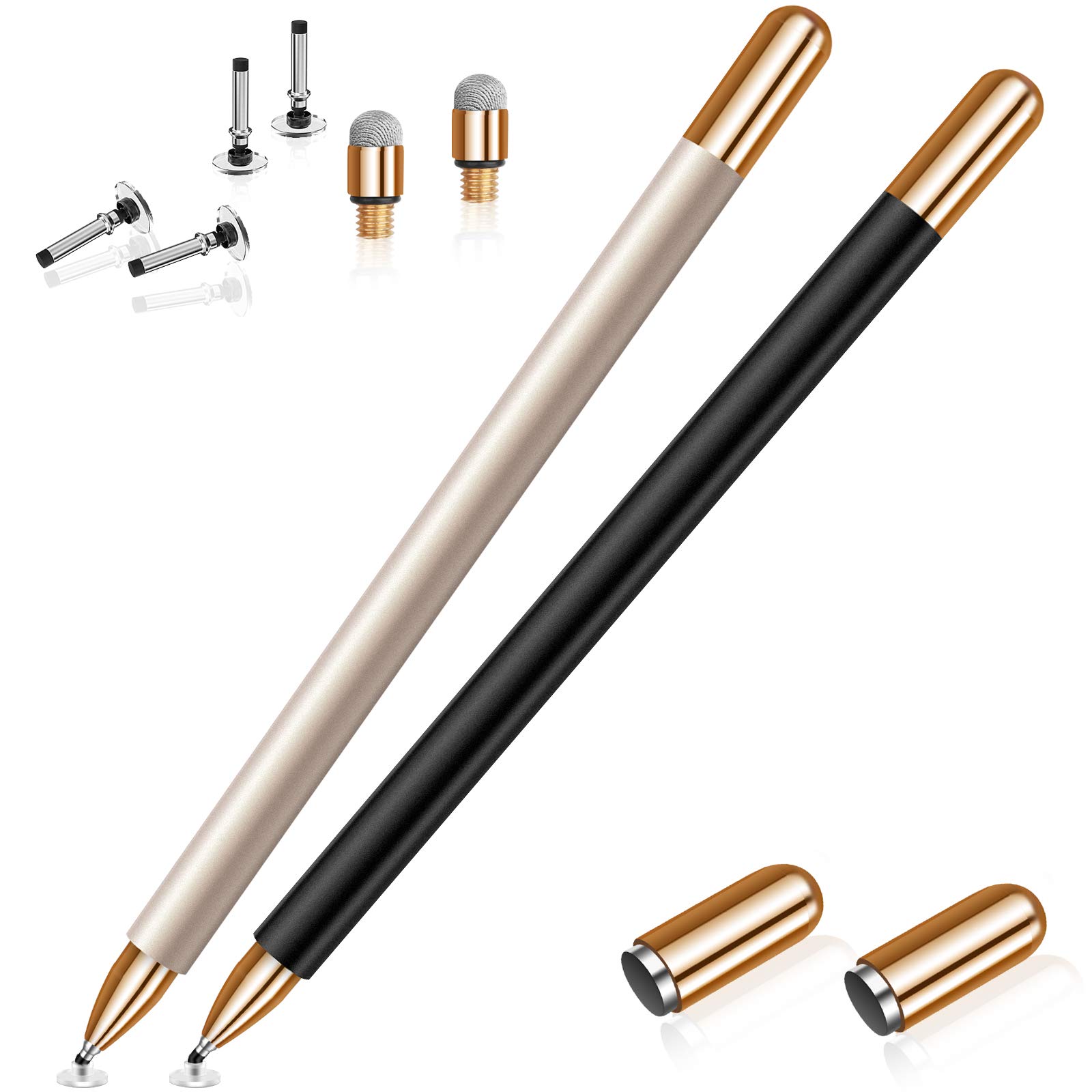 MEKO Stylus Pen for iPad, Capacitive Touchscreen Pencil Magnetic Cap, High Sensitivity & Fine Point Universal (Black+Champagne Gold) — image 1