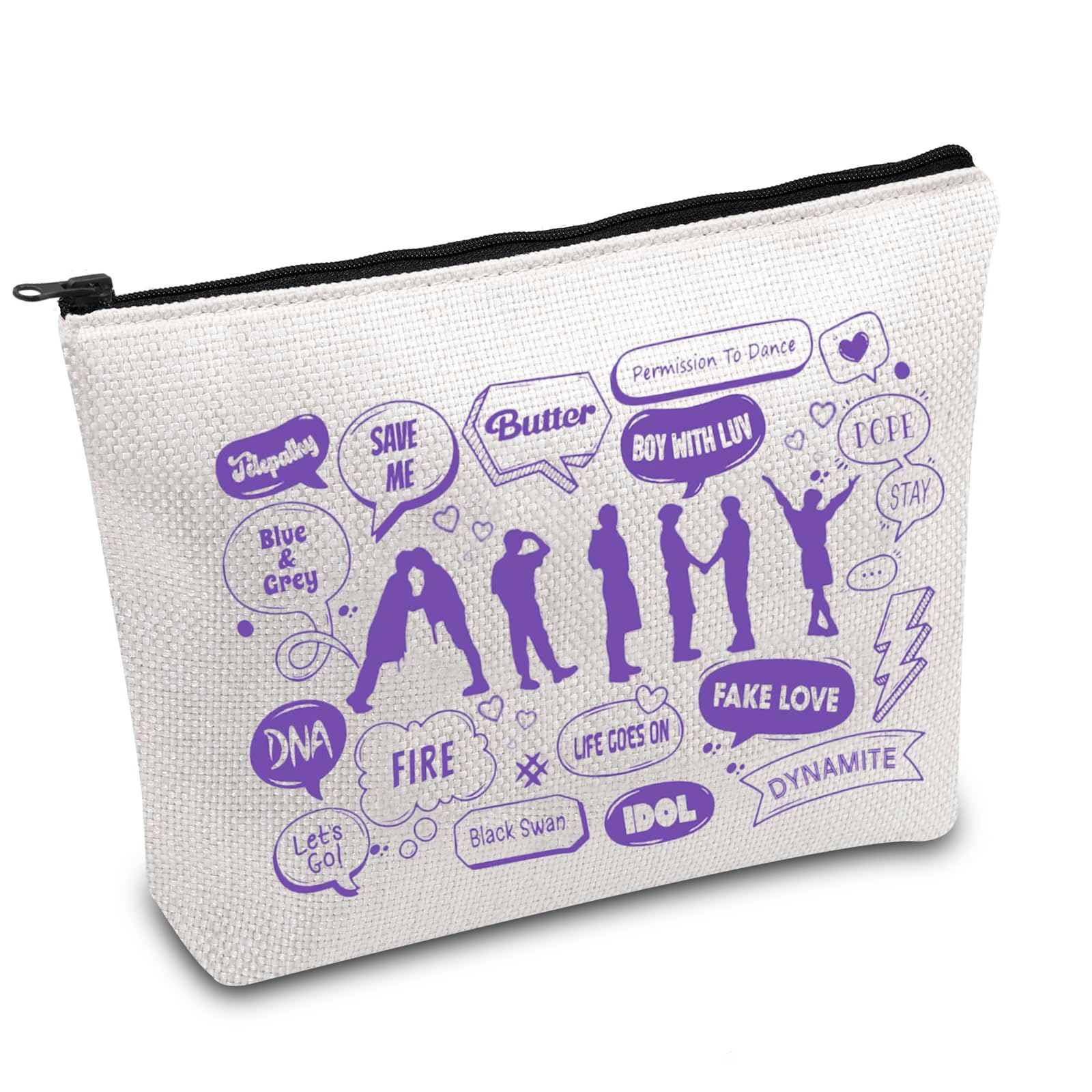 Singer Song Gift BT Lover Gift K-pop Characters Makeup Bag BT Inspired Army Cosmetic Bag Members Fans Merch (Save-M UK)