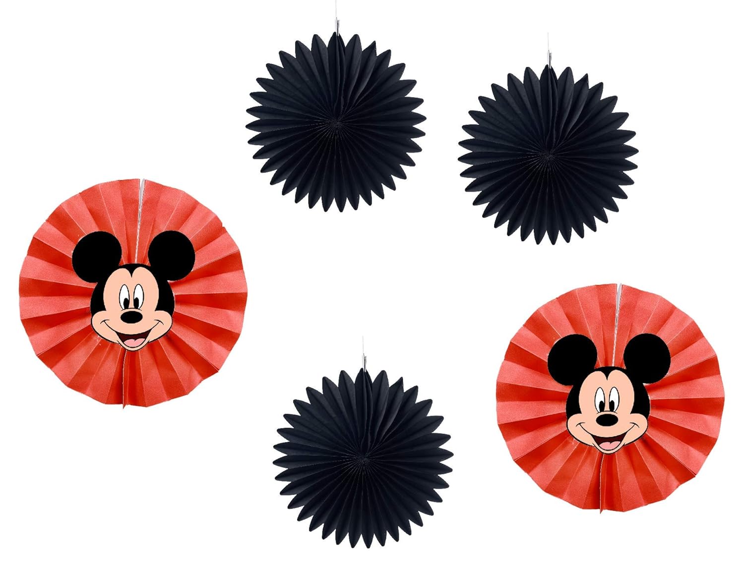 Krishvi Dreamz Mickey Mouse Theme Birthday Decoration Paper Fans