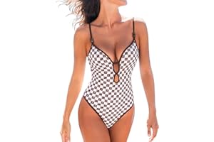 CUPSHE Women's One Piece Swimsuit Plunging V Neck Keyhole Bathing Suit Cutout Adjustable Straps Spaghetti Color Block