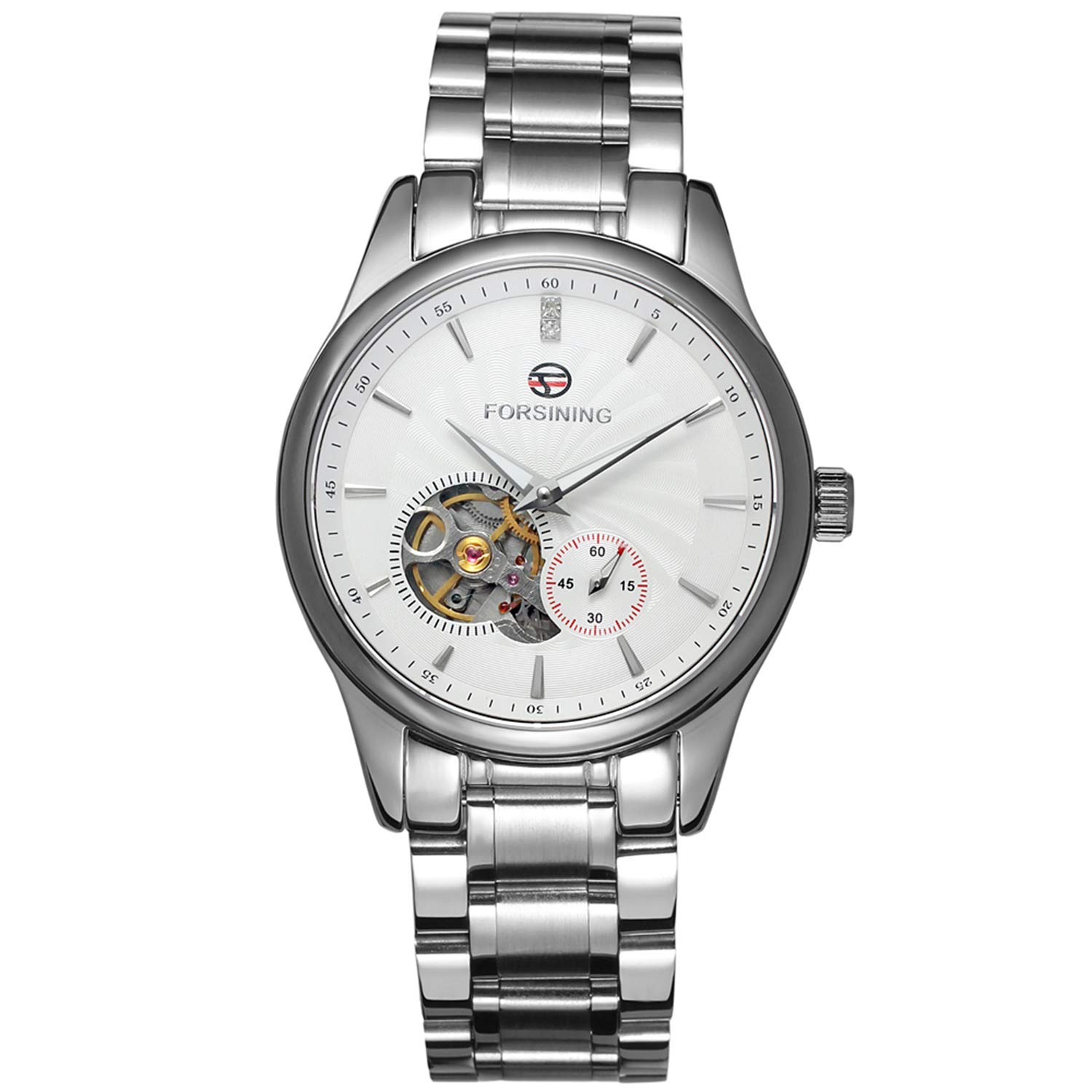 FORSINING Men's Luxurious Skeleton Auatomatic Analogue Dial Watch with Stainless Steel Bracelet