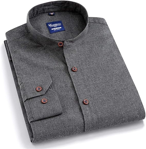 Amazon Markalar ワイシャツ 長袖 メンズ 立ち襟 シャツ カジュアル 襟なし スタンドカラーシャツ ｙシャツ 綿100 シャツ 制服 グレー Ll シャツ 通販