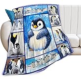 Taimeng Cute Penguin Throw Blanket, Penguin Animal Blanket Gifts for Lovers Women Men, Penguins Stuff Fleece Cozy Flannel Warm Lightweight Blankets for Kids Teens Girls Boys 40"X50"