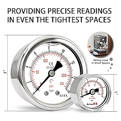 AetralYB 0-15 Psi Pressure Gauge, 1" Dial, 1/8 Npt