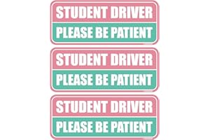 GEEKBEAR Student Driver Car Magnet - Colorful, Reflective, Weather-Resistant - Rectangular 8.7 x 3.5 in (Light Pink/Turquoise, 3 Pack)