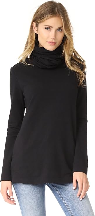 Norma Kamali Women's Oversized Turtleneck Top, Black, Small at Amazon Womenâs Clothing store