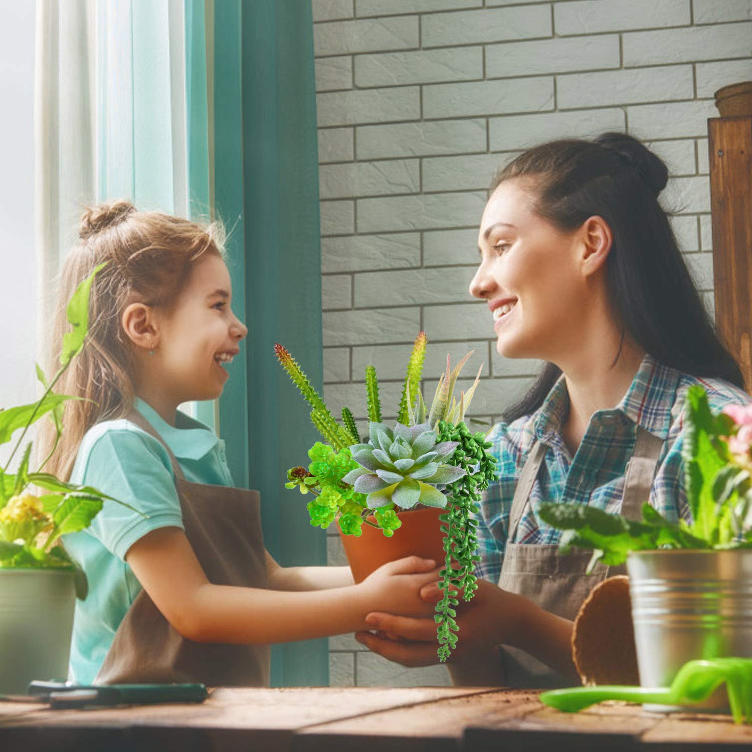 Beaspire Artificial Fake Succulent Plants 5 PCS Fake Plants Unpotted Faux Succulent Assorted for Indoor or Outdoor Decor, Office and Garden Arrangements Decoration