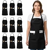 Utopia Kitchen Bib Aprons 10 Pack Adjustable With 2 Pockets 100% Polyester | Chef Apron, Men and Women, Water and Oil Resistant, Cooking Kitchen Use, Durable Fabric, Restaurant and Home Use