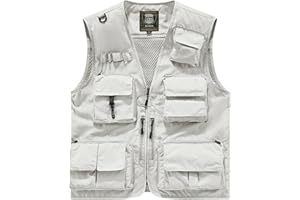 Tactical Vest for Men, Outdoor Work Safari Fishing Vests,Summer Lightweight Utility Cargo Jacket with Multi Pockets
