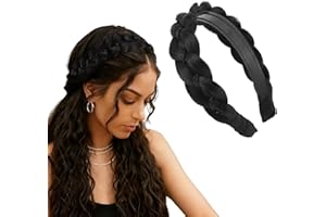 CAPASTEC Headband, Synthetic Braided Hairpiece, Wide Hair Band, Hair Accessory for Various Looks, Black