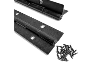 NINE SUNS 2 Pack Piano Hinge 12 Inch*1.2 inch Stainless Steel Black Piano Hinge Heavy Duty for Various Doors Cabinets Woodwork Marine Doors - 1.2'' Opening Width 24 Screws Included