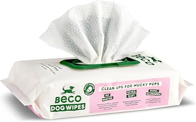 Beco Dog Wipes 80 Count Coconut Scent Plant-Based Grooming Wipes