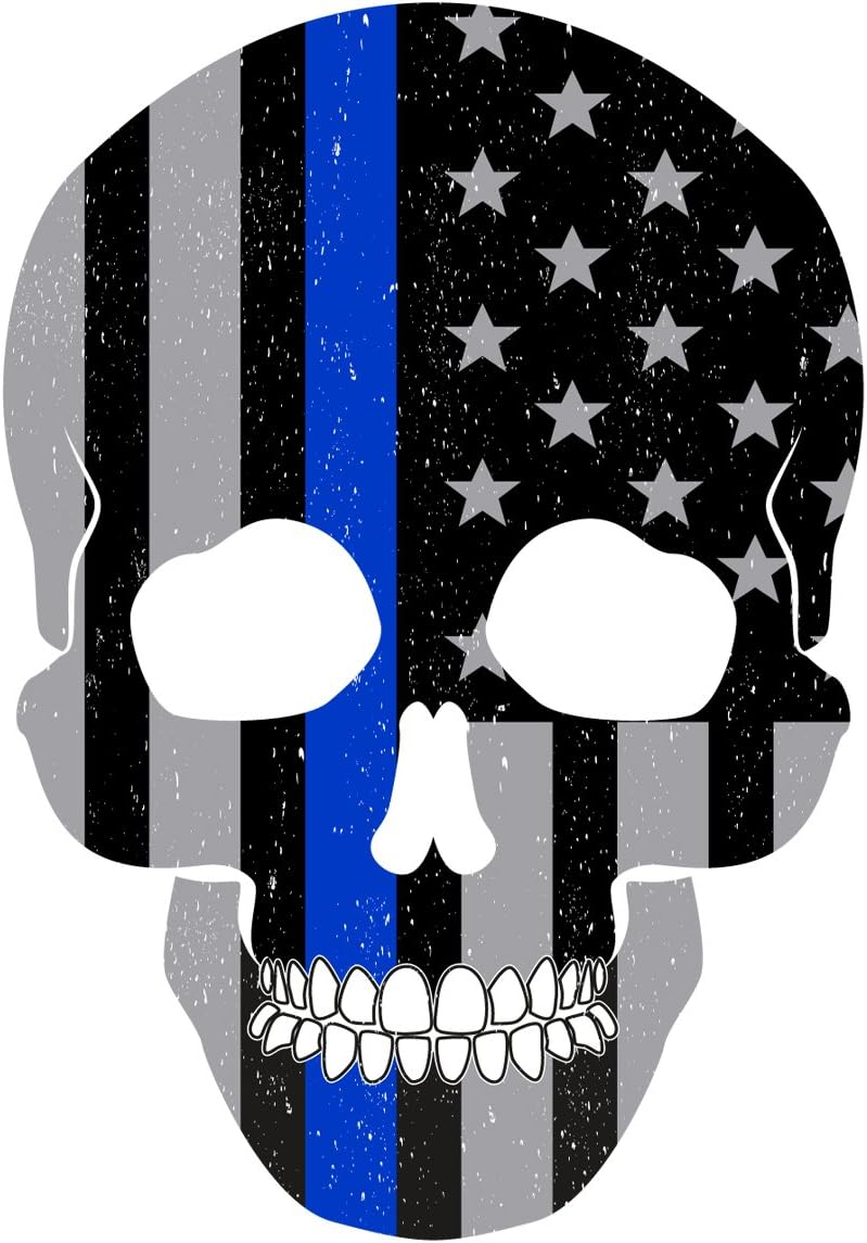 Thin Blue Line Skull Sticker To Support Our Police In Their Law Enforcement Duties