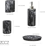ZCCZ Marble Pattern Bathroom Accessories Set 4 Piece Black Resin view 8