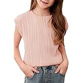 blibean Tween Girls Summer Short Sleeve Textured Tops Shirts Size 6-15 Years
