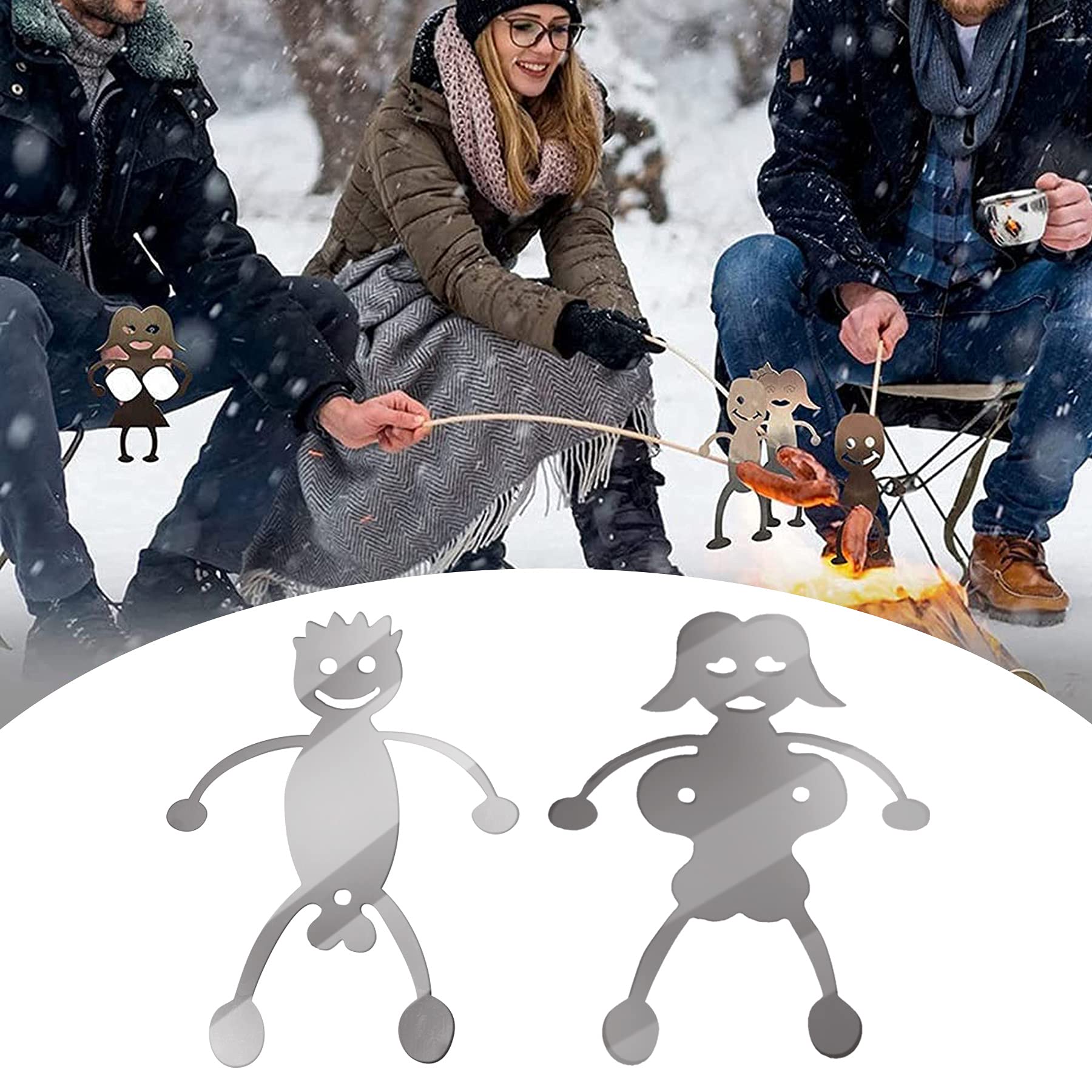 Zariocy Steel Hot Dog Fork Marshmallow Roasting Stainless Steel Funny Women Men Shaped Reusable Metal Craft Barbecue for Campfire Firepit and Sausage BBQ（No Barbecue Stick）