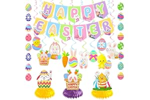 JoFAN Easter Decorations Set for Indoor Outdoor Easter Decor Hanging Decorations Easter Party Supplies