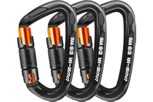 AINIKEY Climbing Carabiner Clips 25kN Auto Locking Carabiner, Professional Heavy Duty Large Locking Carabiner Clips for Rock/Ice Climbing Rappelling Rescue Swing etc, D Shaped, Large Size