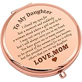 Daughter Gifts from Mom Birthday Gift for Bonus Daughter Compact Makeup Mirror for Girls Stepdaughter Inspirational Graduation Presents Folding Makeup Mirror for Stepdaughter Wedding Presents