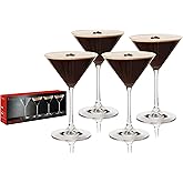 Spiegelau Espresso Martini Glass, Crystal Martini Glasses for Cocktails, Dishwasher Safe, Diamond Cut Glassware for Home Bar, 8.4 oz, Set of 4