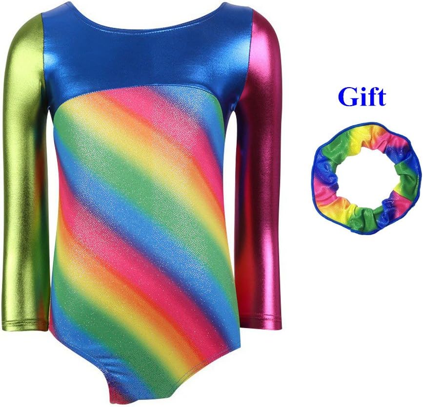 Gymnastic Leotards for Girls Ballet Dance Bodysuit Long Sleeve Sparkle Dancewear Dance Costumes for 3-8 Years Kids