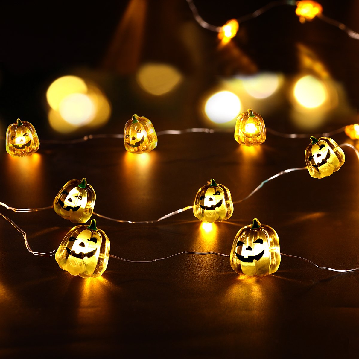 YUNLIGHTS Halloween Pumpkin String Lights 40 LEDs with 7 Modes 3 Meters