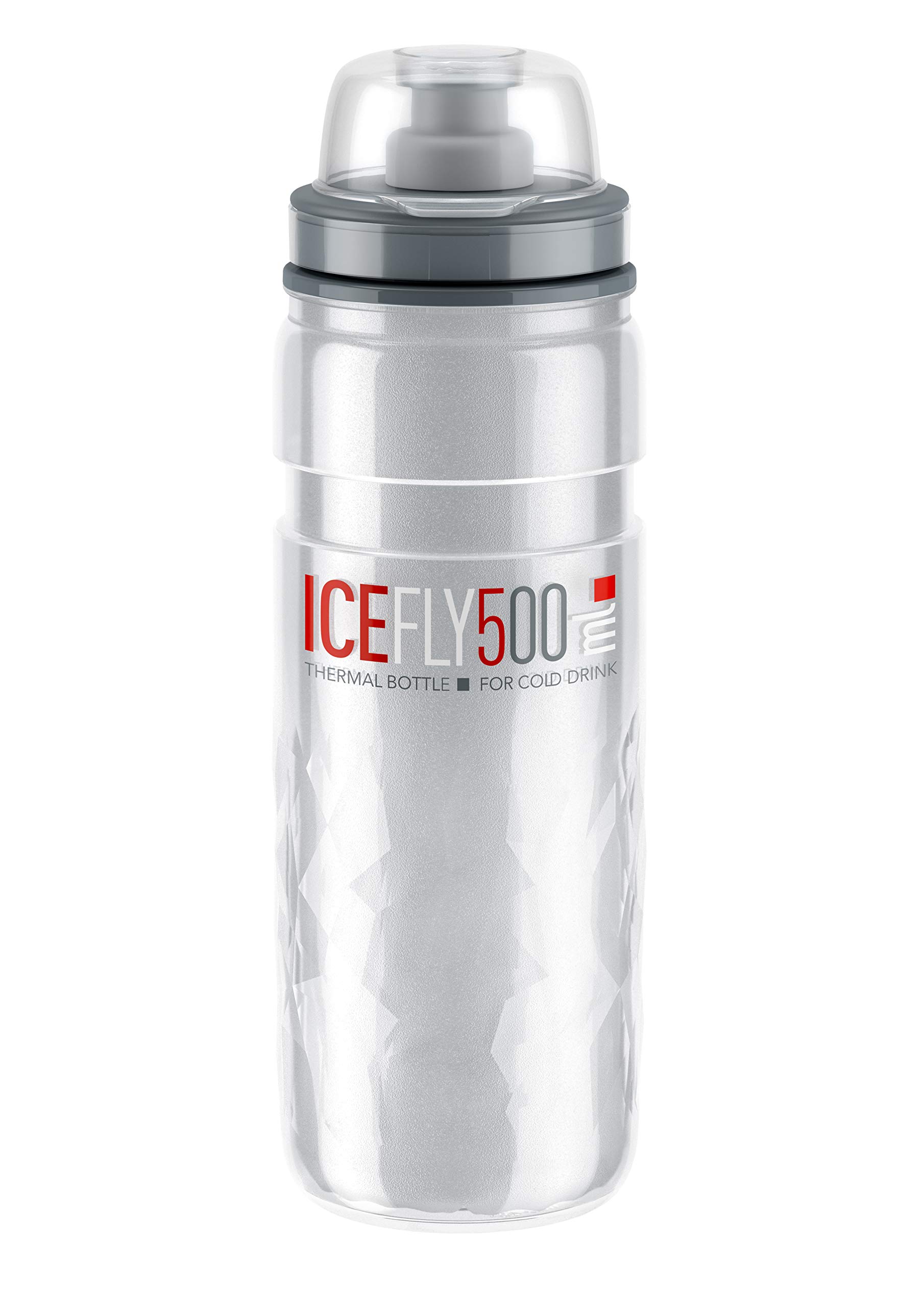 ELITE Ice Fly Insulated Water Bottle Clear – Lightweight & BPA-Free – 500ml – For Road Bike, MTB & Gravel Cycling