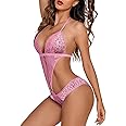 Avidlove Women Deep V Lingerie Lace Teddy One Piece Babydoll Mini Bodysuit