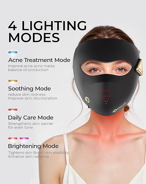 SOBETUAR LED LIGHT THERAPY MASK, 4D LED FACE MASK LIGHT THERAPY – 4 MODES FACE MASK LIGHT THERAPY, 850NM INFRARED & RED LIGHT MASKS, 4000MAH RECHARGEABLE – LIGHT THERAPY SKIN CARE, HOME USE