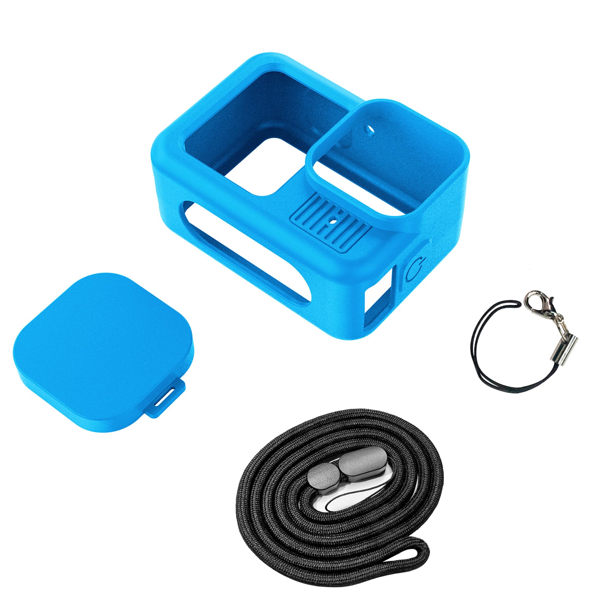CERFFOOL Silicone Sleeve Protective Case for GoPro Hero 13 BLACK with Lens Caps & 40cm Long Rope & Lanyard for Action Camera Accessories Kit (Blue)