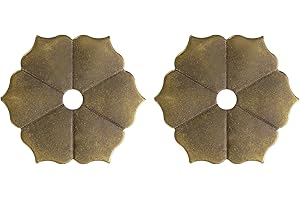 uxcell 2pcs Cabinet Knob Backplate, 1.77 Inch Hex Flower Shape Brass Backplate Washers Classical Furniture Decoration Gasket 