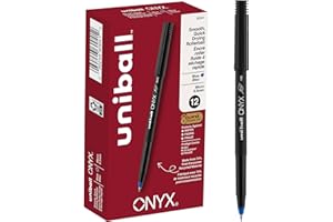 uni-ball ONYX Rollerball, Stick Roller Ball Pen Micro-0.5mm, 12 Pack, Blue Ink