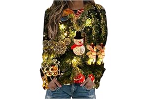 maisdgop Ugly Christmas Sweater Women Pretty Printed Crewneck Blouse Winter Holiday Sweatshirts Casual Long Sleeve Pullover